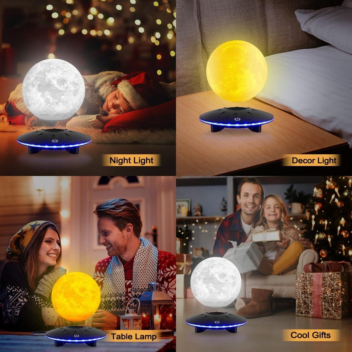 Levitating Moon Lamp Magnetic Floating 3D LED Night Light Touch Control
