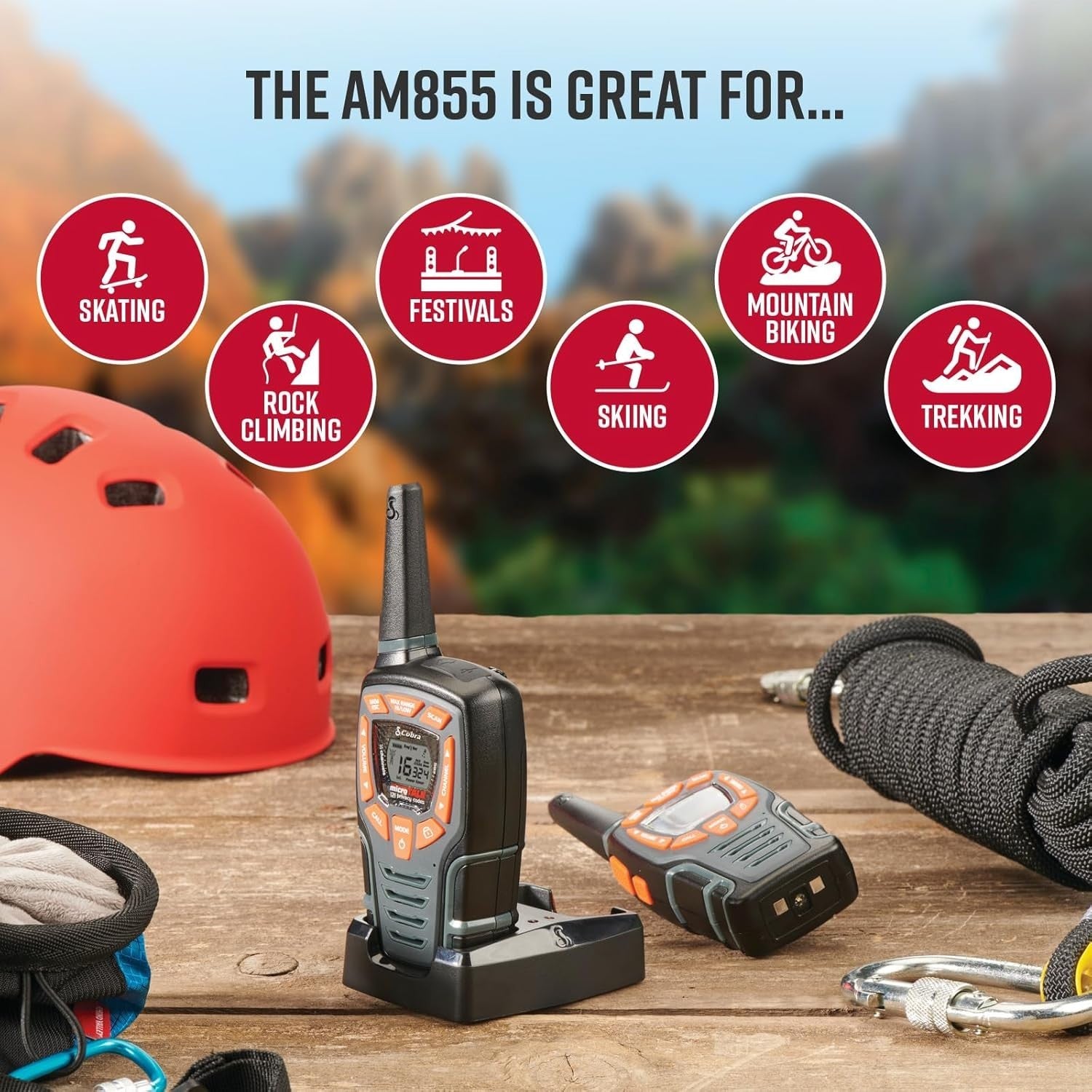 Weather Resistant Walkie Talkies 2 Pack 10KM Range VOX Rechargeable
