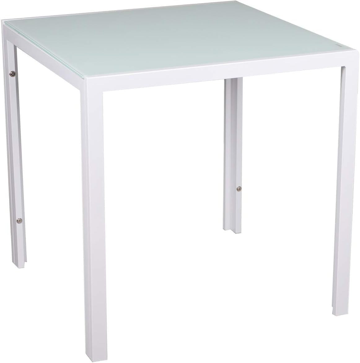 Modern 4-Seater White Glass Dining Table with Faux Leather Chairs
