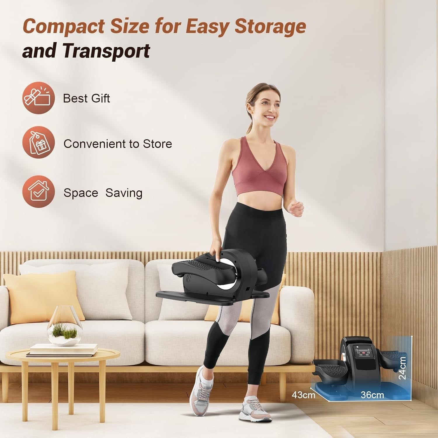Quiet Under Desk Elliptical Pedal Exerciser, 12-Speed Seated Fitness Machine