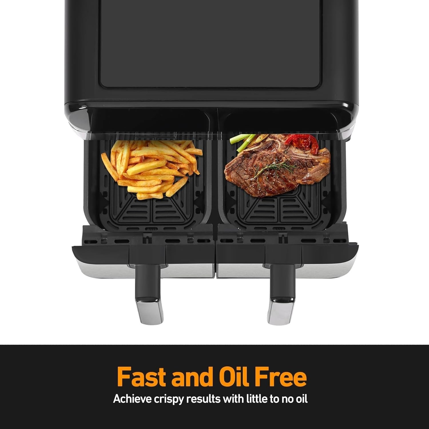 Dual Basket Air Fryer 9L 2400W Sync Cook 8 Presets Oil Free Touch Menu