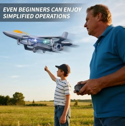 RC Plane for Kids Adults, Easy Fly 2 Take-Off Modes, LED Lights, 360 Flip Toy