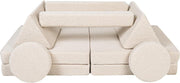 Modular Kids Sofa Playset, Convertible Foam Sofa Bed, Soft Bouclé Fabric