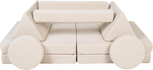 Modular Kids Sofa Playset, Convertible Foam Sofa Bed, Soft Bouclé Fabric