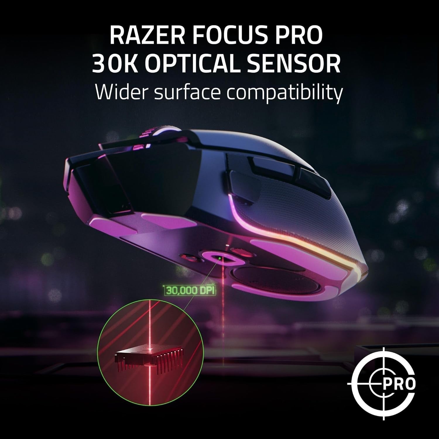 Pro Wireless Gaming Mouse 30K DPI RGB Tilt Wheel 11 Button Ergonomic