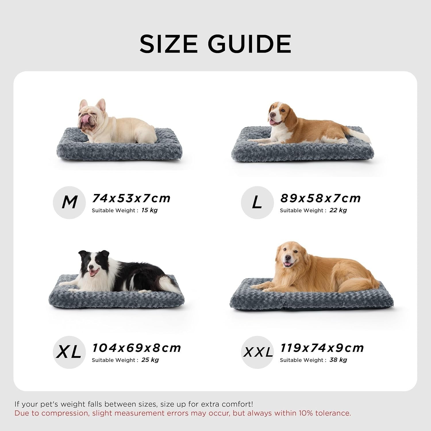 XL Dog Crate Mattress 119x74x9cm Washable Plush Non Slip Grey