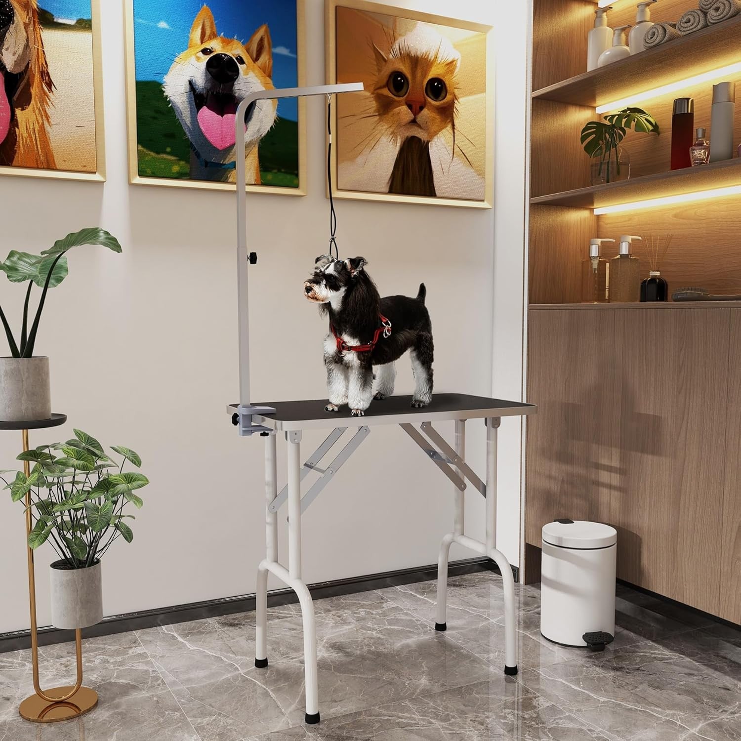 32in Foldable Dog Grooming Table Non Slip Top Adjustable Arm