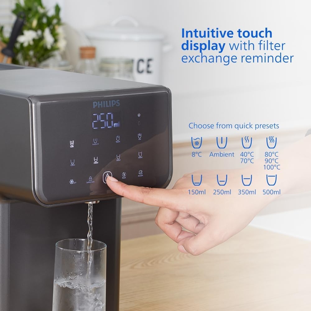 Instant Hot & Cold Water Dispenser Filtered Touch Screen 7 Temp Presets