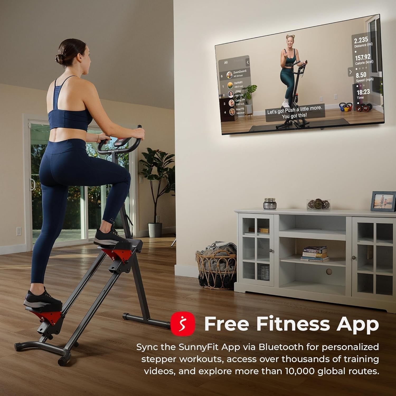 Height-Adjustable Stair Stepper for Home w/ Extended Step Range & LCD Monitor