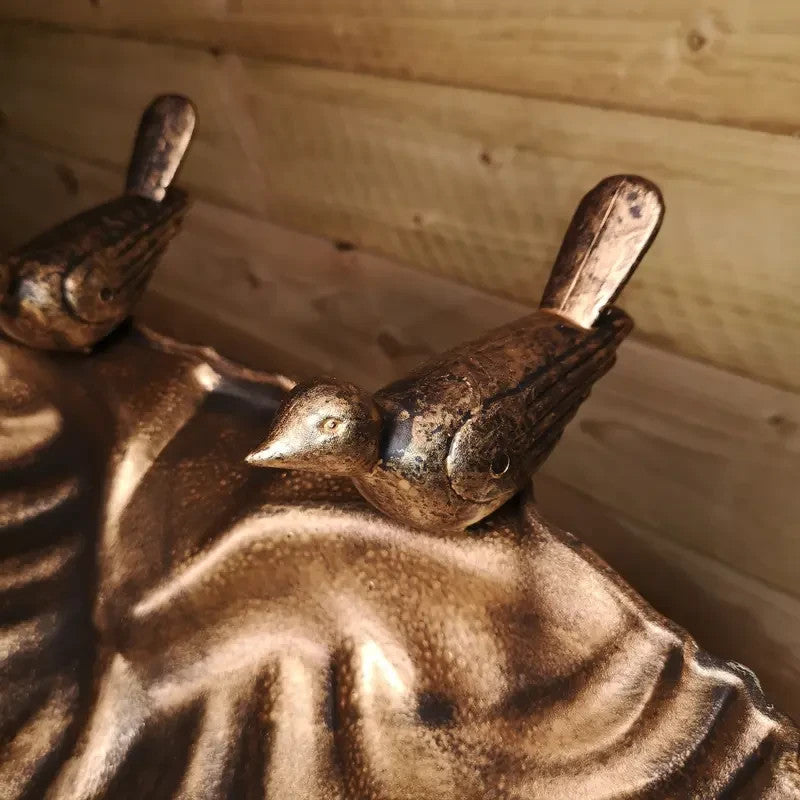 Bronze Garden Bird Bath Feeder Ornament w/ Sculptures – 81cm Tall Outdoor