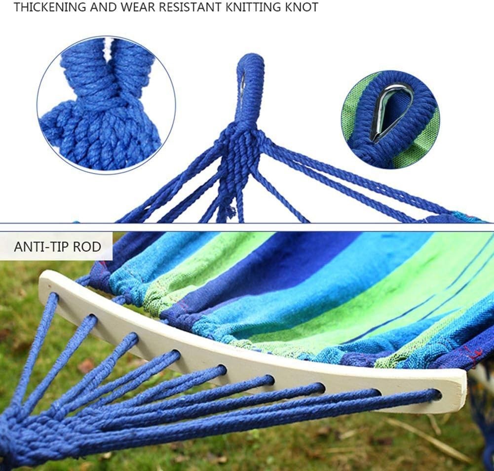 Portable Canvas Hammock with Wooden Bars, 200x100cm, 200kg Load