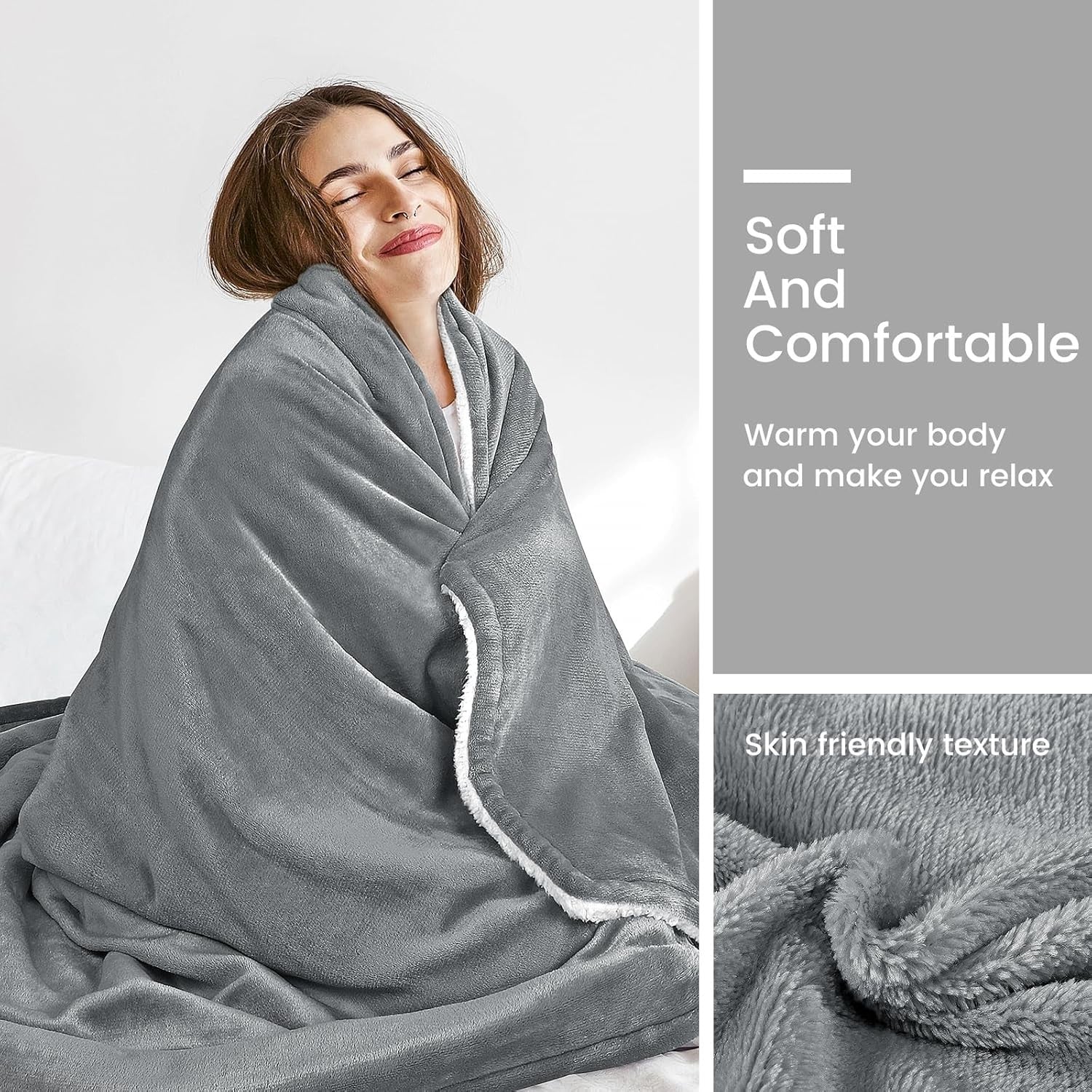 Double Electric Heated Blanket Fast Heat 9 Level Timer Washable Fleece Throw