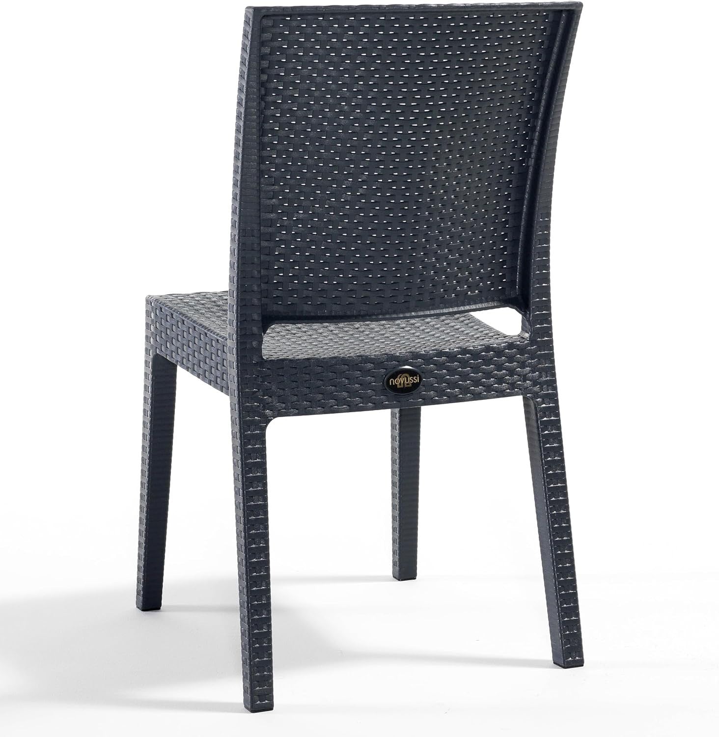 Set of 2 Stackable Rattan Effect Side Chairs Indoor Outdoor Patio Seating