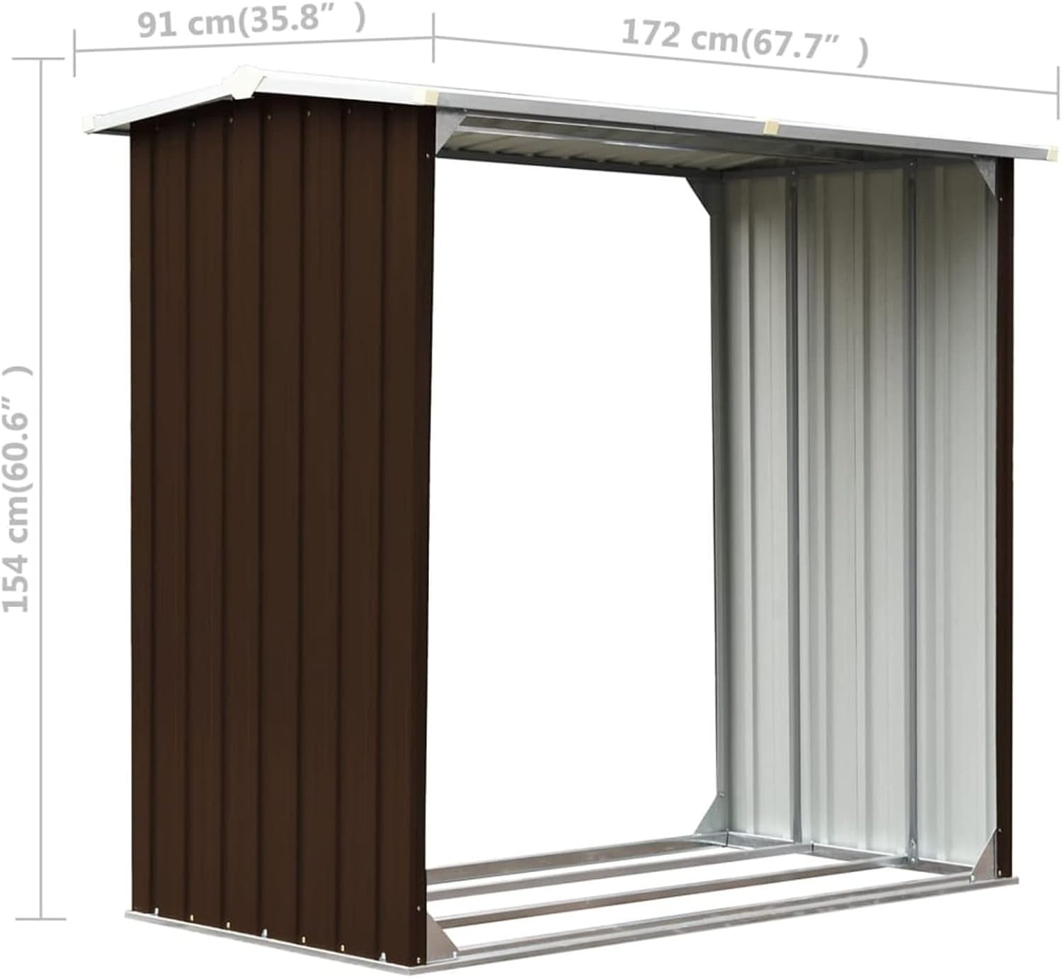 Heavy Duty Log Storage Shed 167x56x7cm Galvanised Steel Firewood Holder
