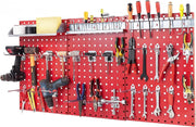 Wall-Mount Pegboard Kit 3PCS 120x60cm Alloy Steel w/ 28 Hooks & Racks