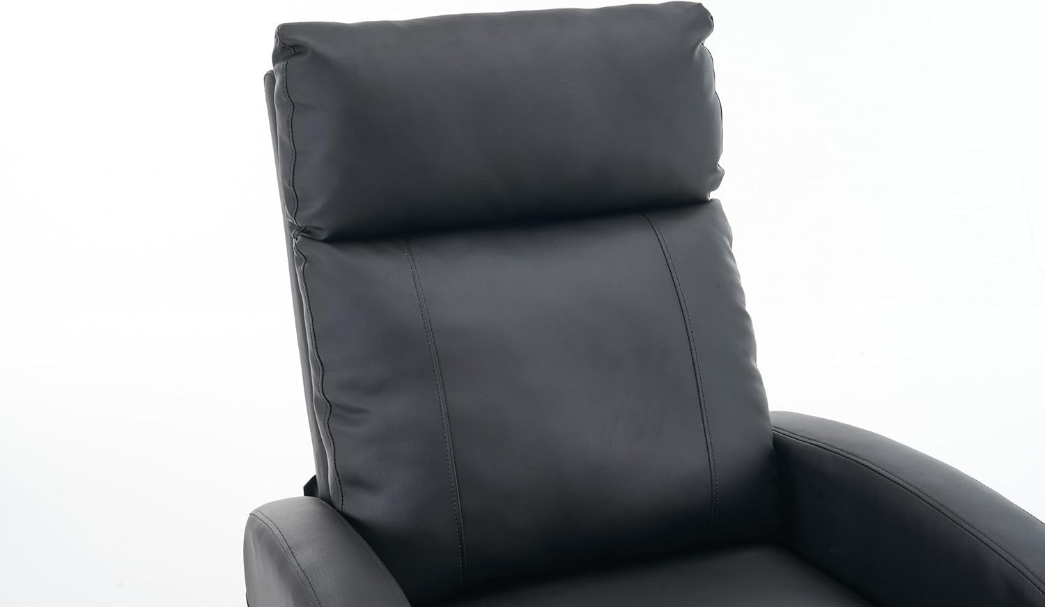 Recliner Armchair Black PU Leather Lounge Chair Adjustable Back & Footrest