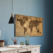 Wood World Map Wall Art 47x27.5in Large 2D Decor