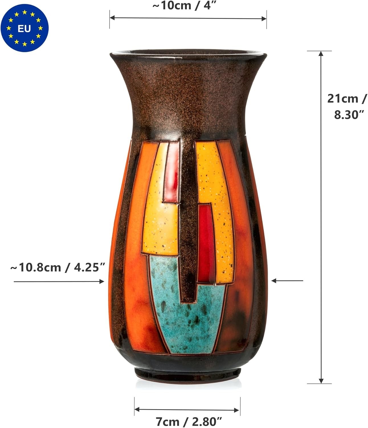 Handmade Ceramic Flower Vase 21cm Tall Glazed Art Home Décor Gift