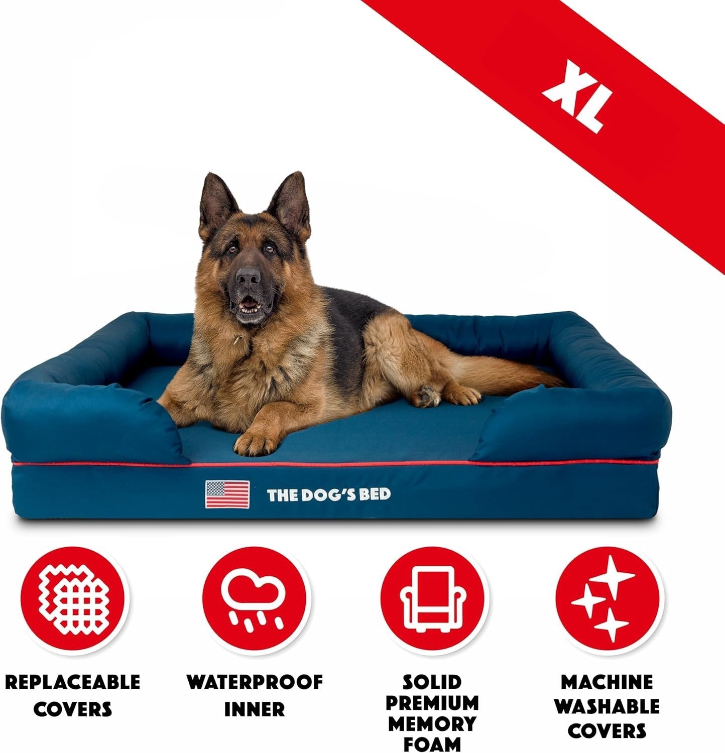 Orthopedic Memory Foam Dog Bed XL Washable 111x86cm