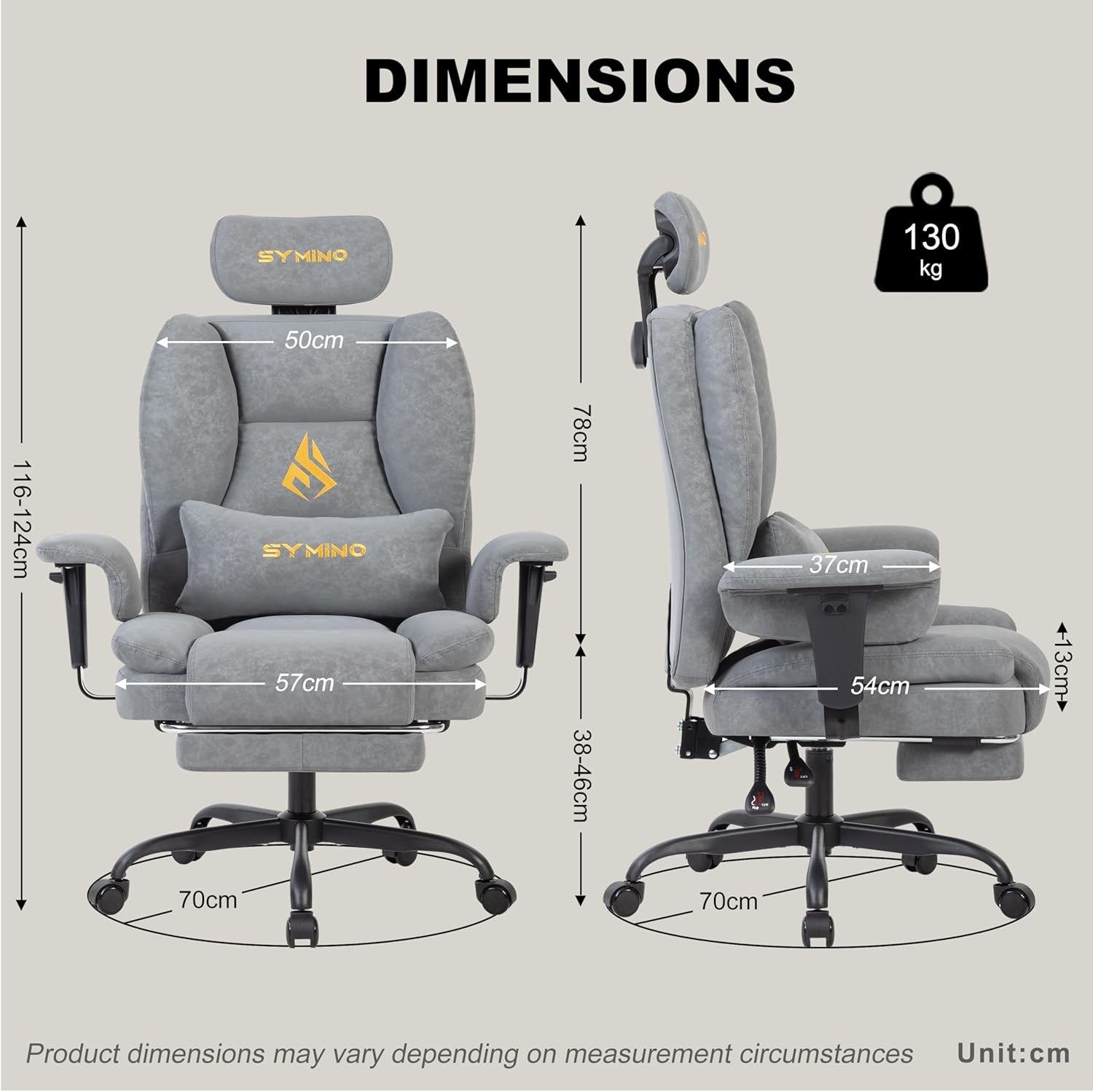 Gaming Chair with Footrest Ergonomic PU Leather Recliner Grey