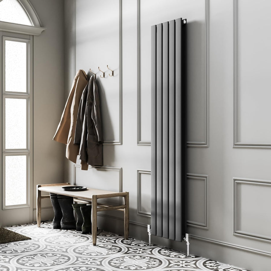 Vertical Anthracite Grey Double Panel Radiator 1600x340mm Central Heating