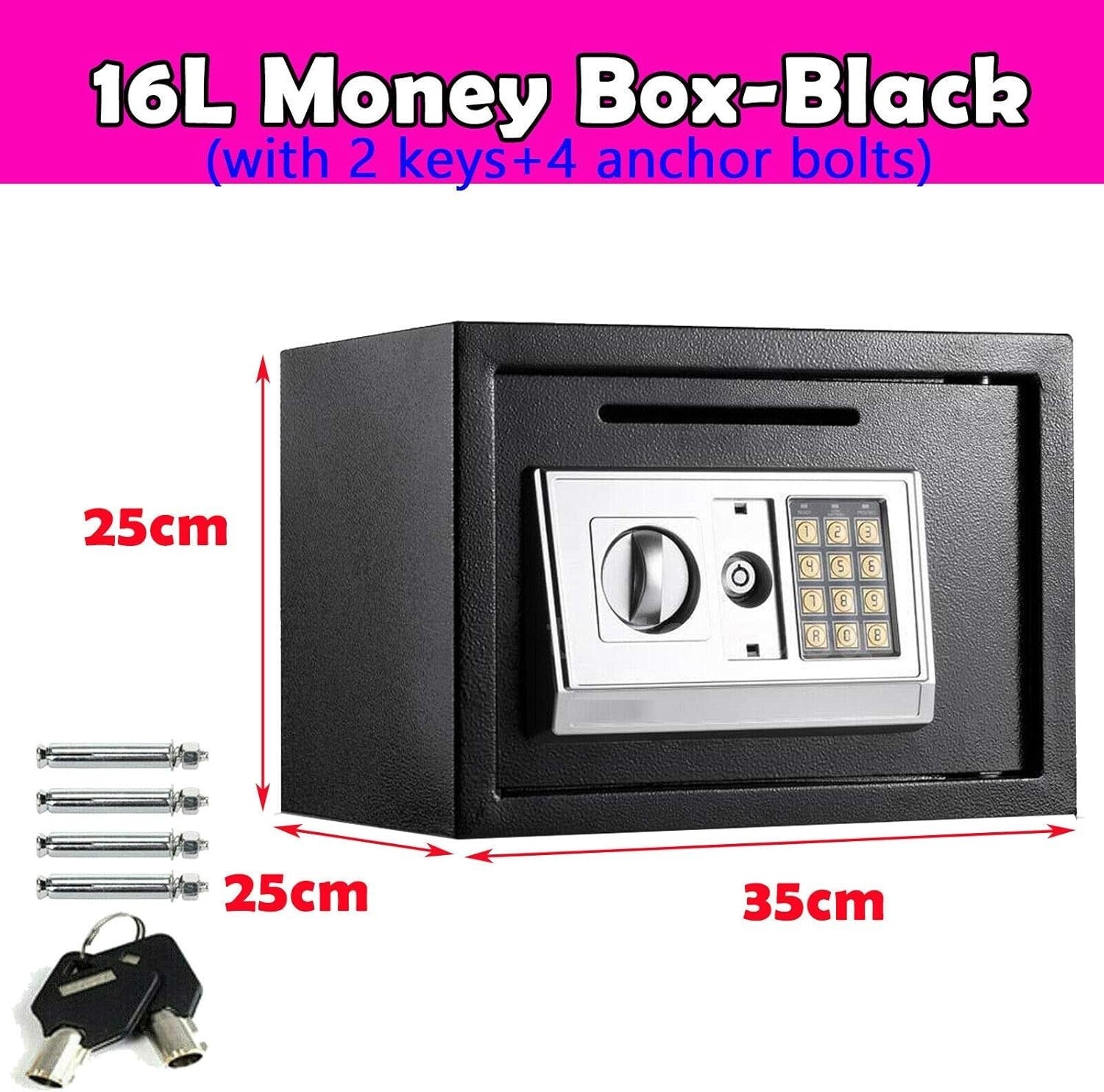 16L Digital Safe Box Electronic Keypad Security Cash Jewelry Lock