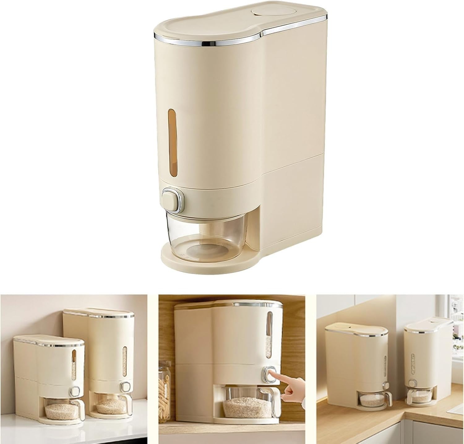 10KG Rice Dispenser Storage Container One Click Grain Bin Sealed Box