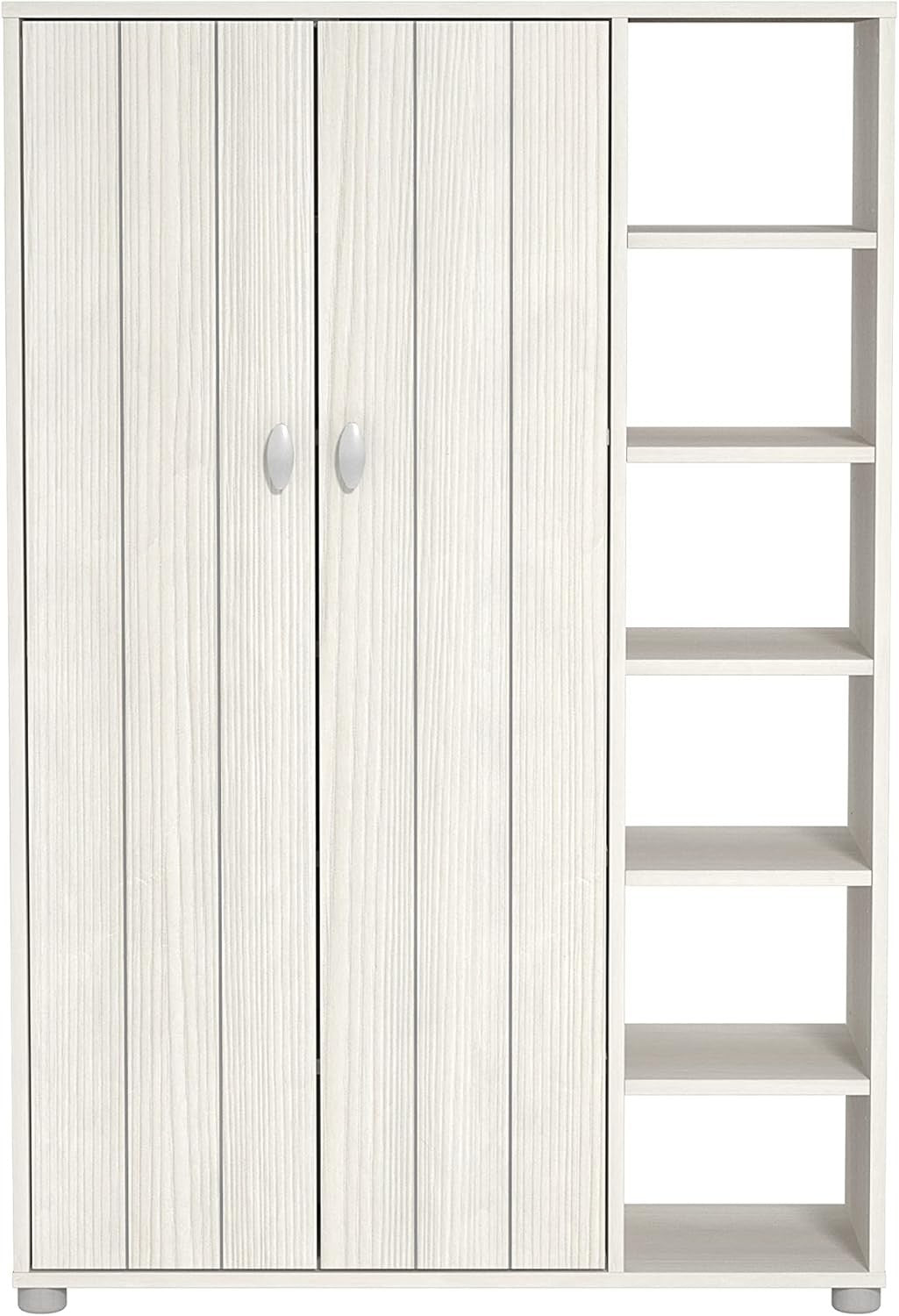 Cream Oak 2-Door Shoe Cabinet 24-Pair Storage 79.6x35.3x119cm