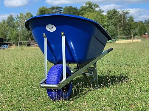 160L Blue Wheelbarrow – Alloy Steel Frame Puncture Proof Wide Tyre Heavy Duty