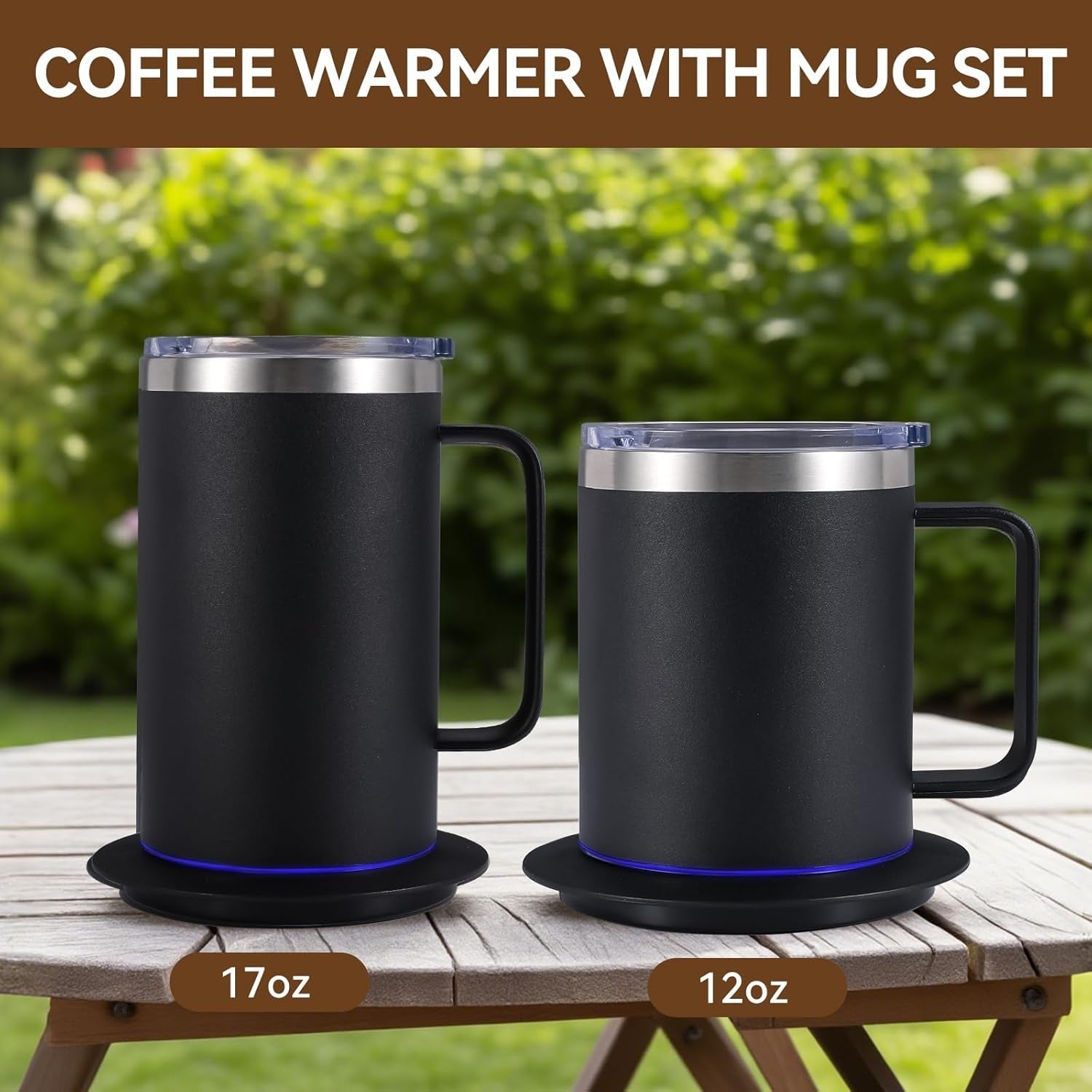 Self Heating Coffee Mug Set USB Warmer 12oz 10H Auto Off
