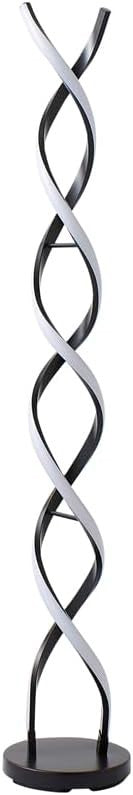 Modern Black LED Double Twist Floor Lamp with Warm Light Ambience