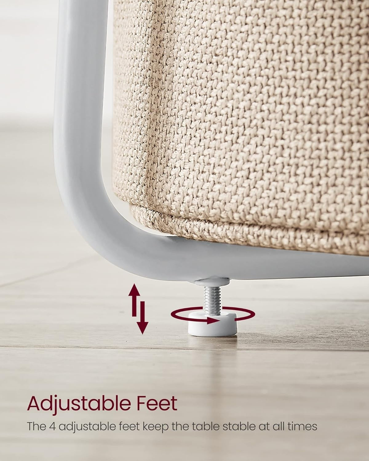 Round Side Table with Fabric Basket, Storage & Sturdy Steel Legs 45x45x50cm