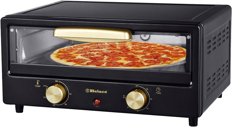 12" Electric Mini Oven 1800W Pizza Maker Toaster Grill Baking Tray Black