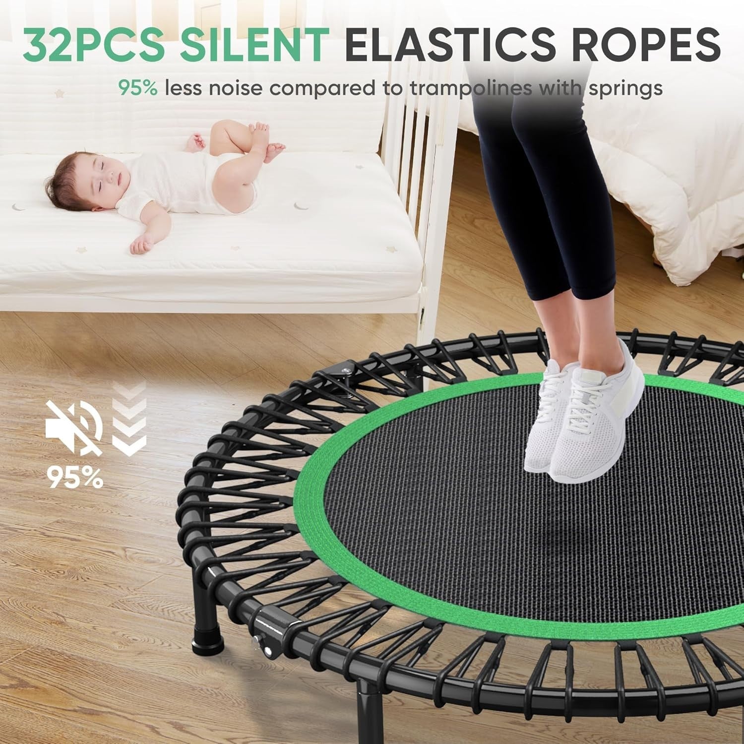 40in Quiet Bungee Fitness Rebounder Foldable Heavy Duty 450lb