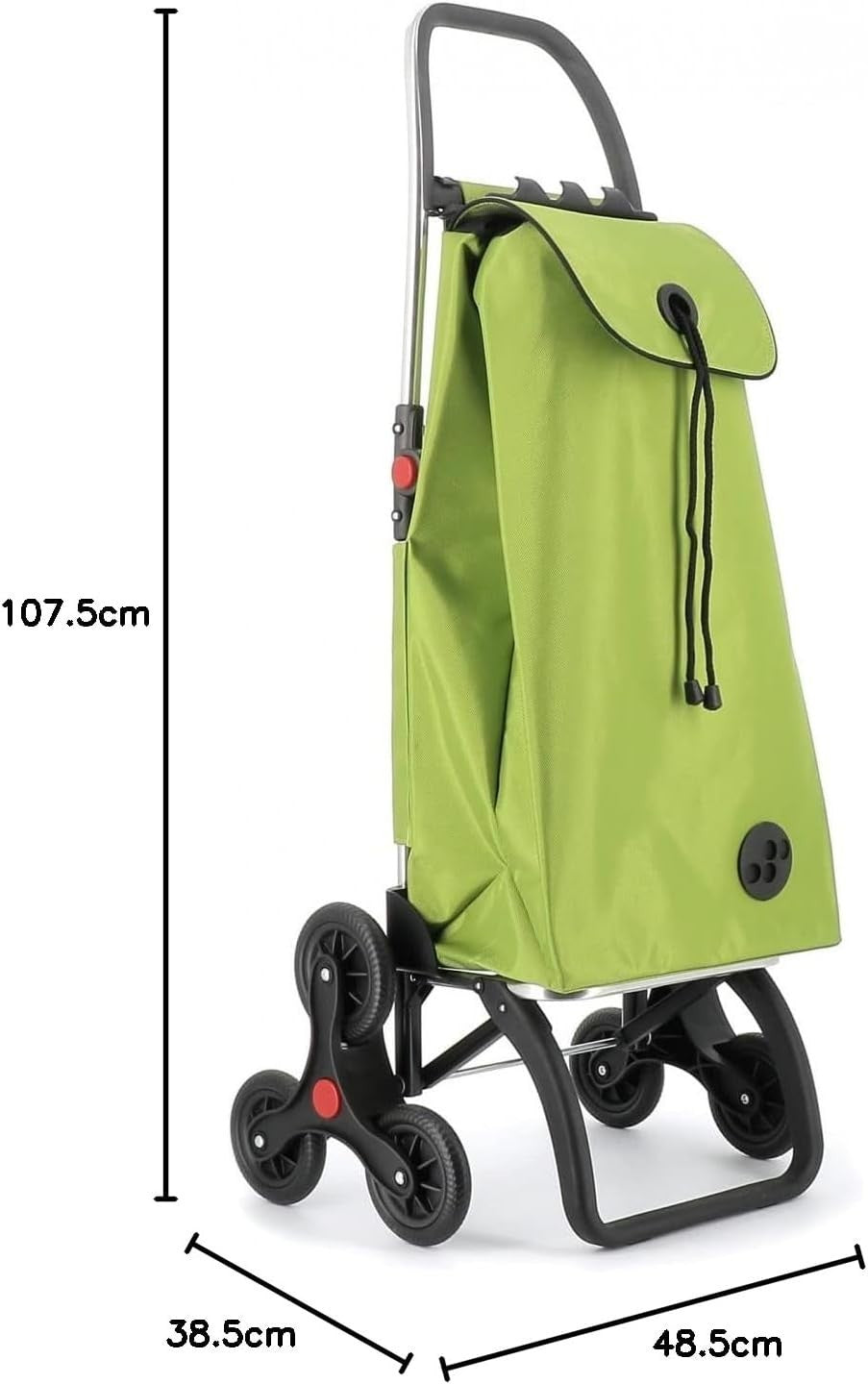 Foldable 6-Wheel Stair Climber Shopping Trolley – Lightweight Aluminium, Lime