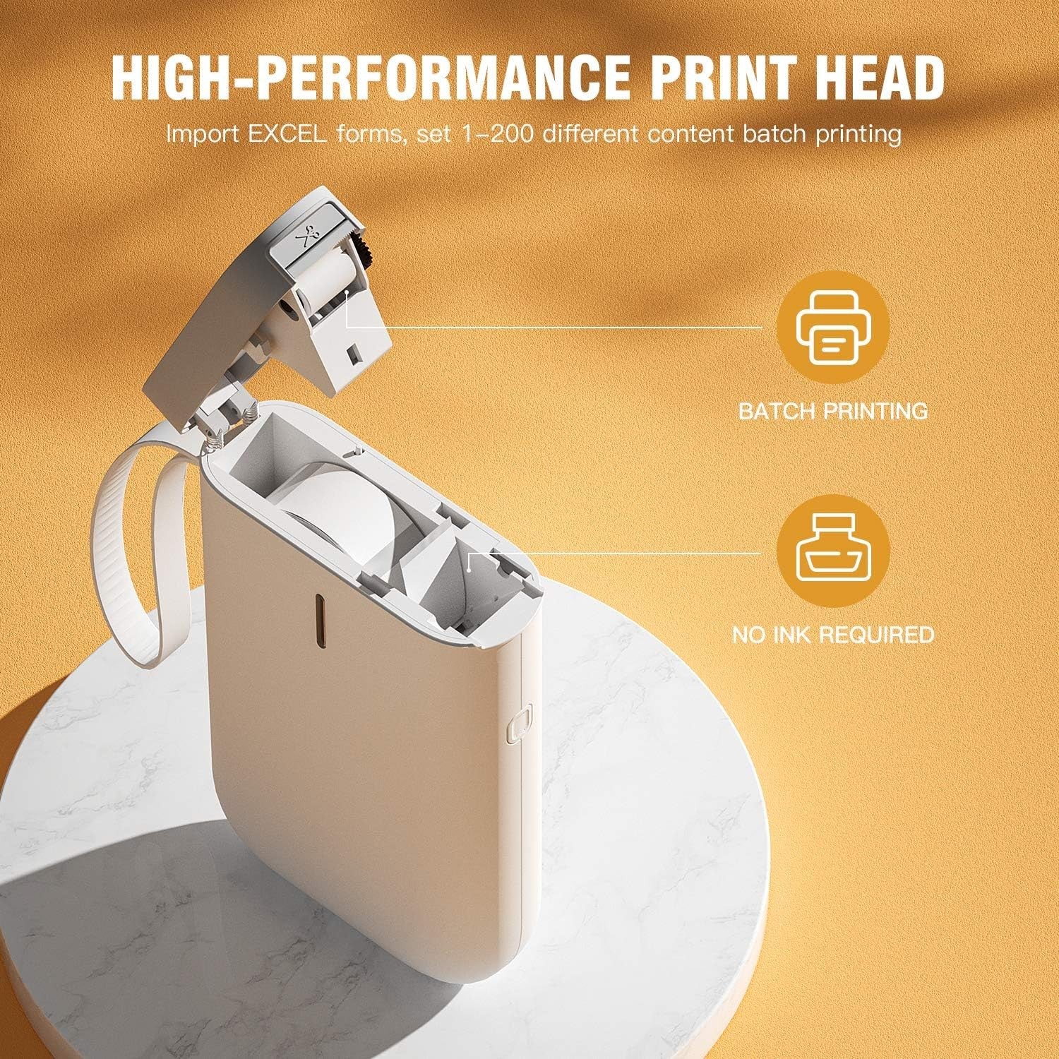 Mini Bluetooth Label Maker 300DPI Thermal Printer White