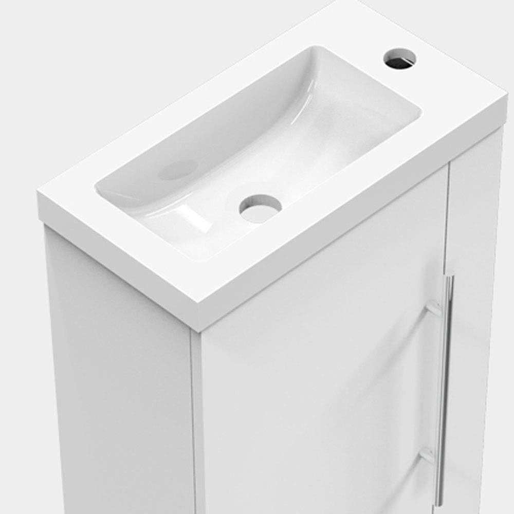 Cloakroom Wall Hung Vanity Unit with Basin White Compact Sink Storage Cabinet