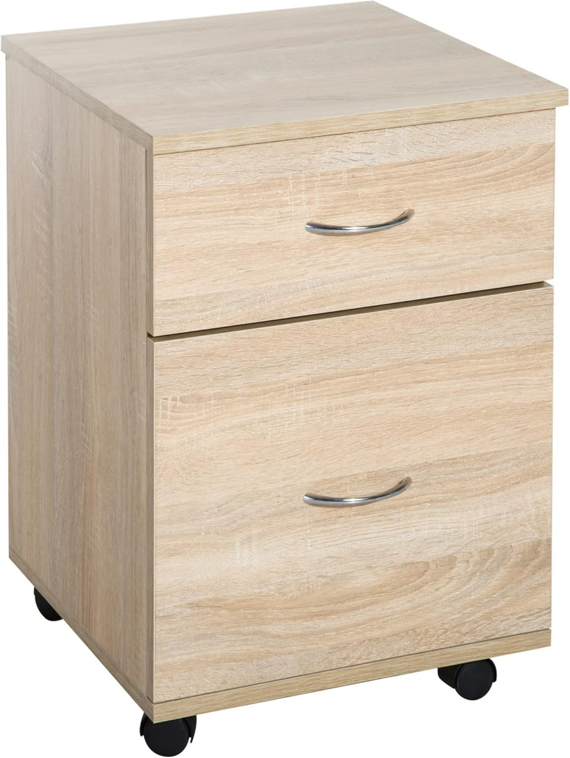Oak Rolling File Cabinet 2 Drawer Under Desk Printer Stand Storage