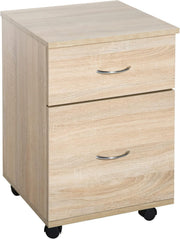 Oak Rolling File Cabinet 2 Drawer Under Desk Printer Stand Storage