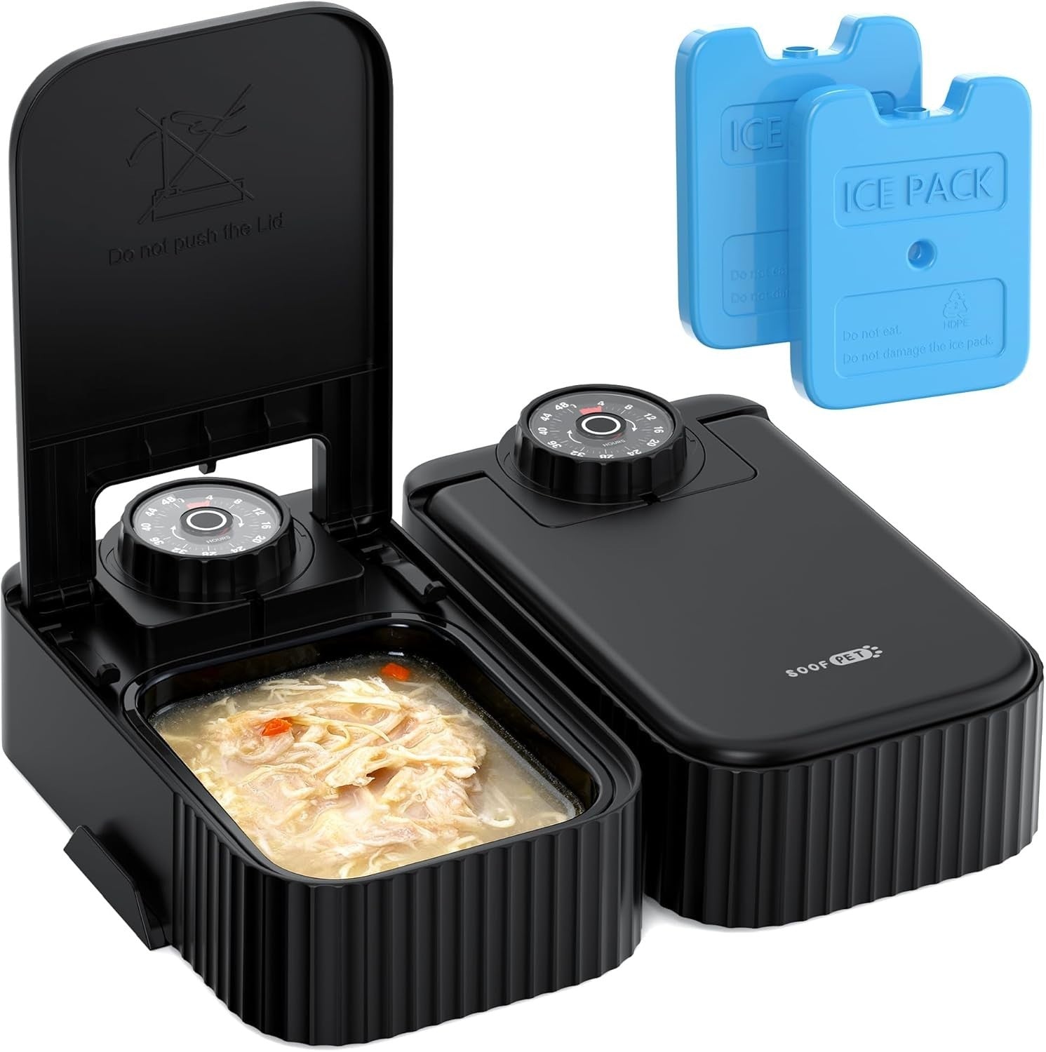 Automatic Cat Feeder Wet Dry Food 2 Meal Timer Ice Pack Pet Feeder