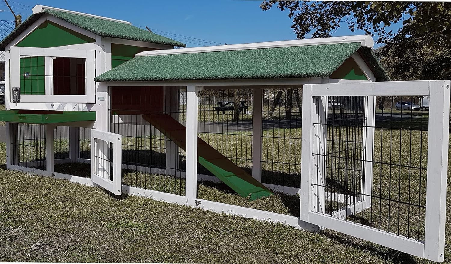 Large XL Rabbit Hutch with Run 2 Tier Outdoor Guinea Pig Cage Night Shutter