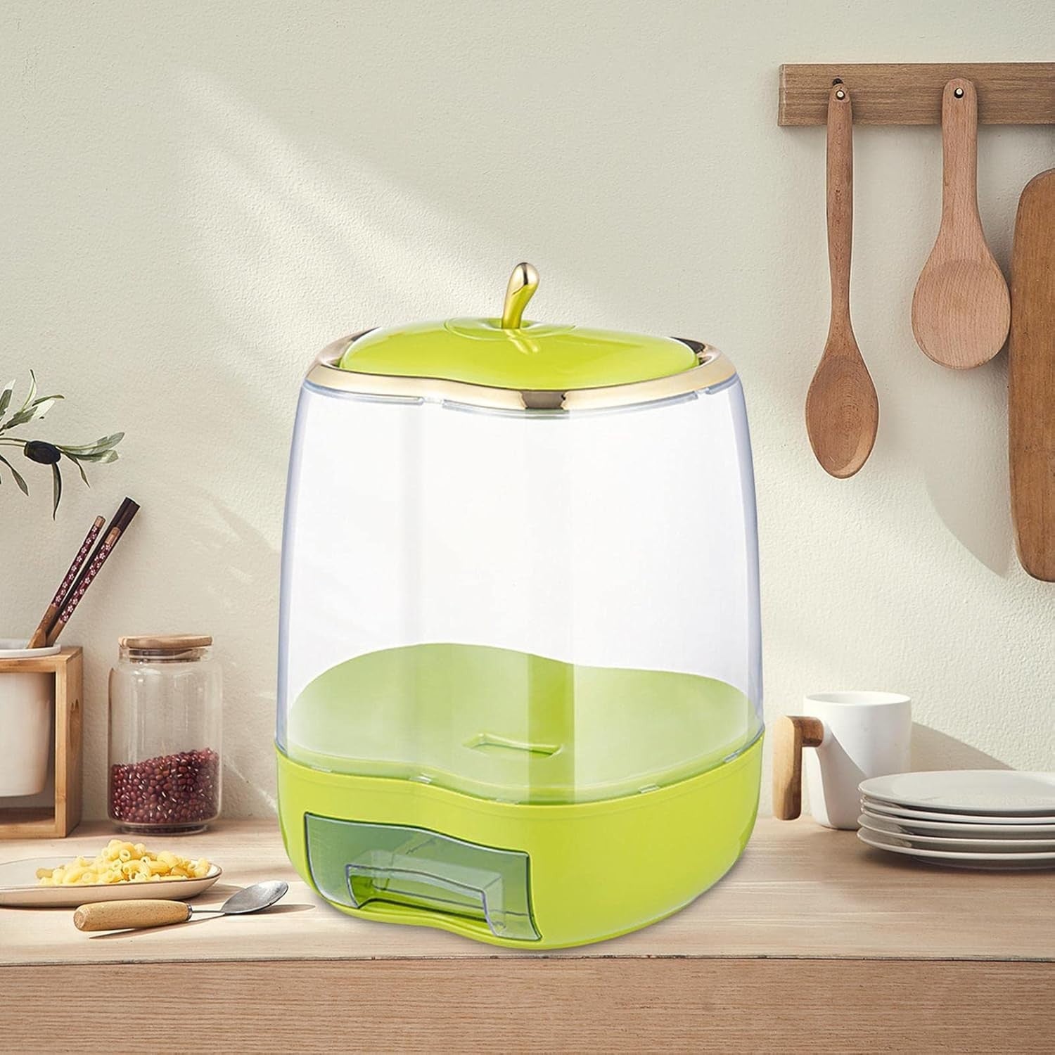 10KG Rice Dispenser Automatic Press Grain Storage Container Measuring Cup