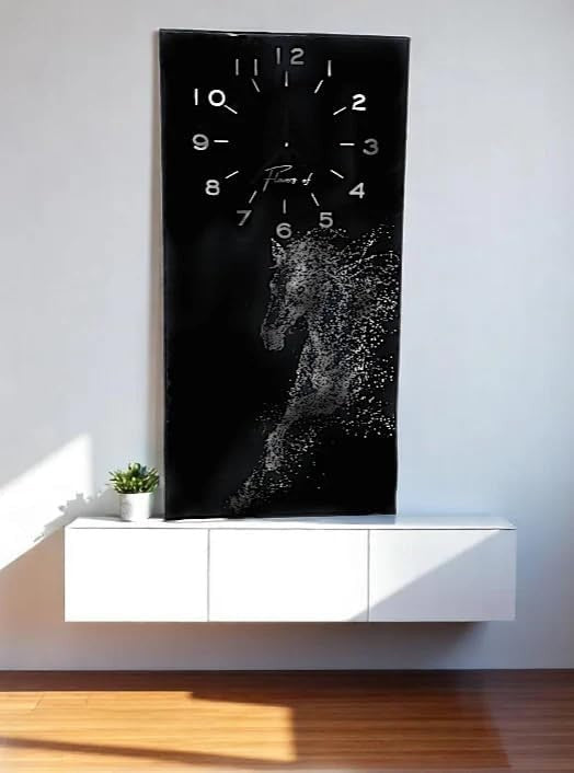 Modern Golden Horse Wall Clock 40x60cm Silent Quartz Artistic Decor
