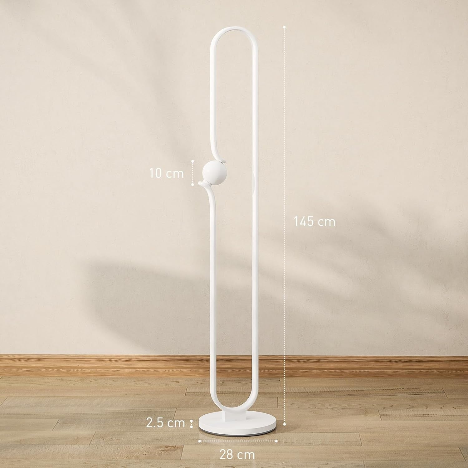 Modern LED Floor Lamp White Dimmable Standing Light Foot Switch Bedroom