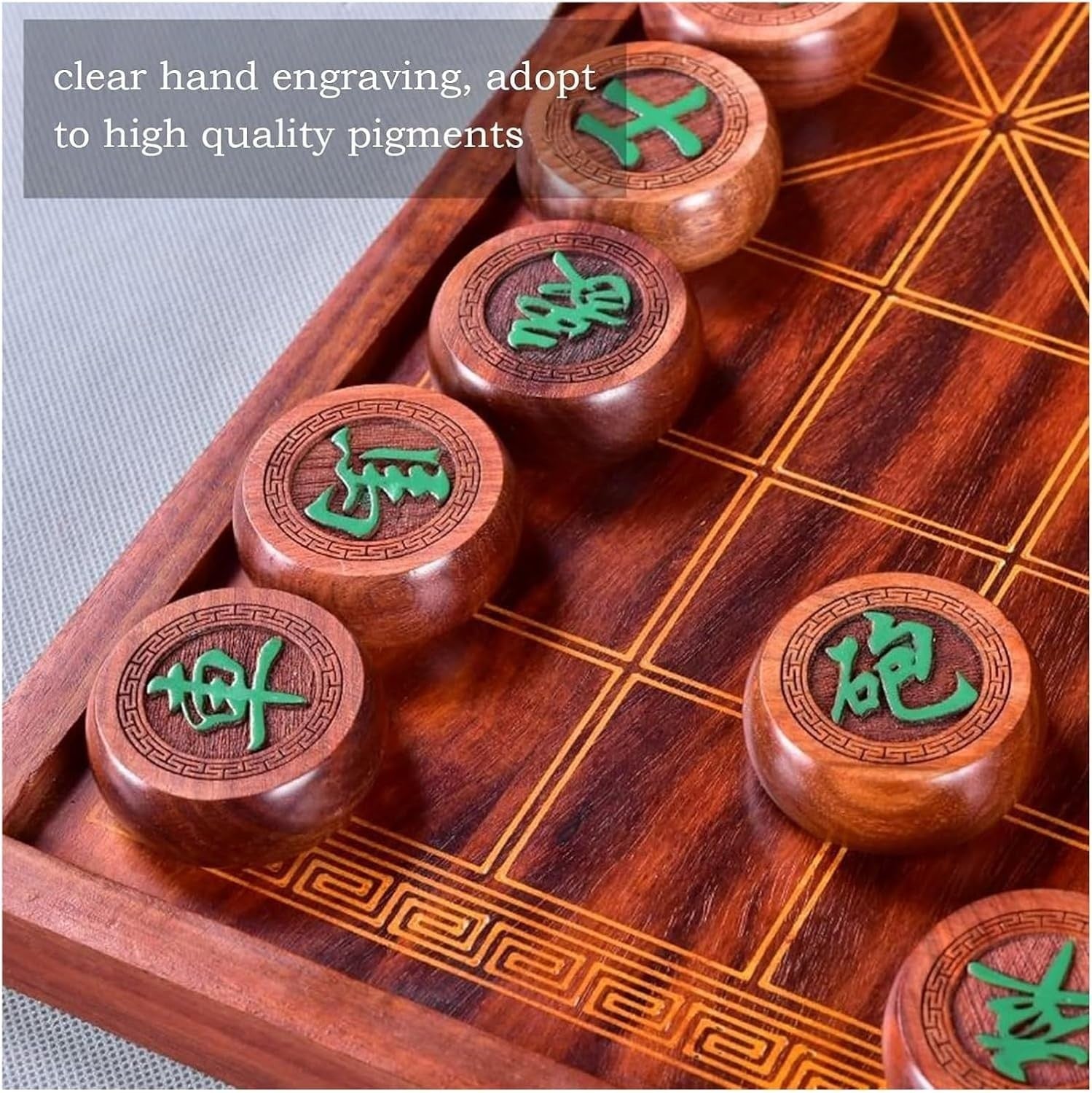 Sandalwood Xiangqi Travel Chess Set Foldable Board 2 Player