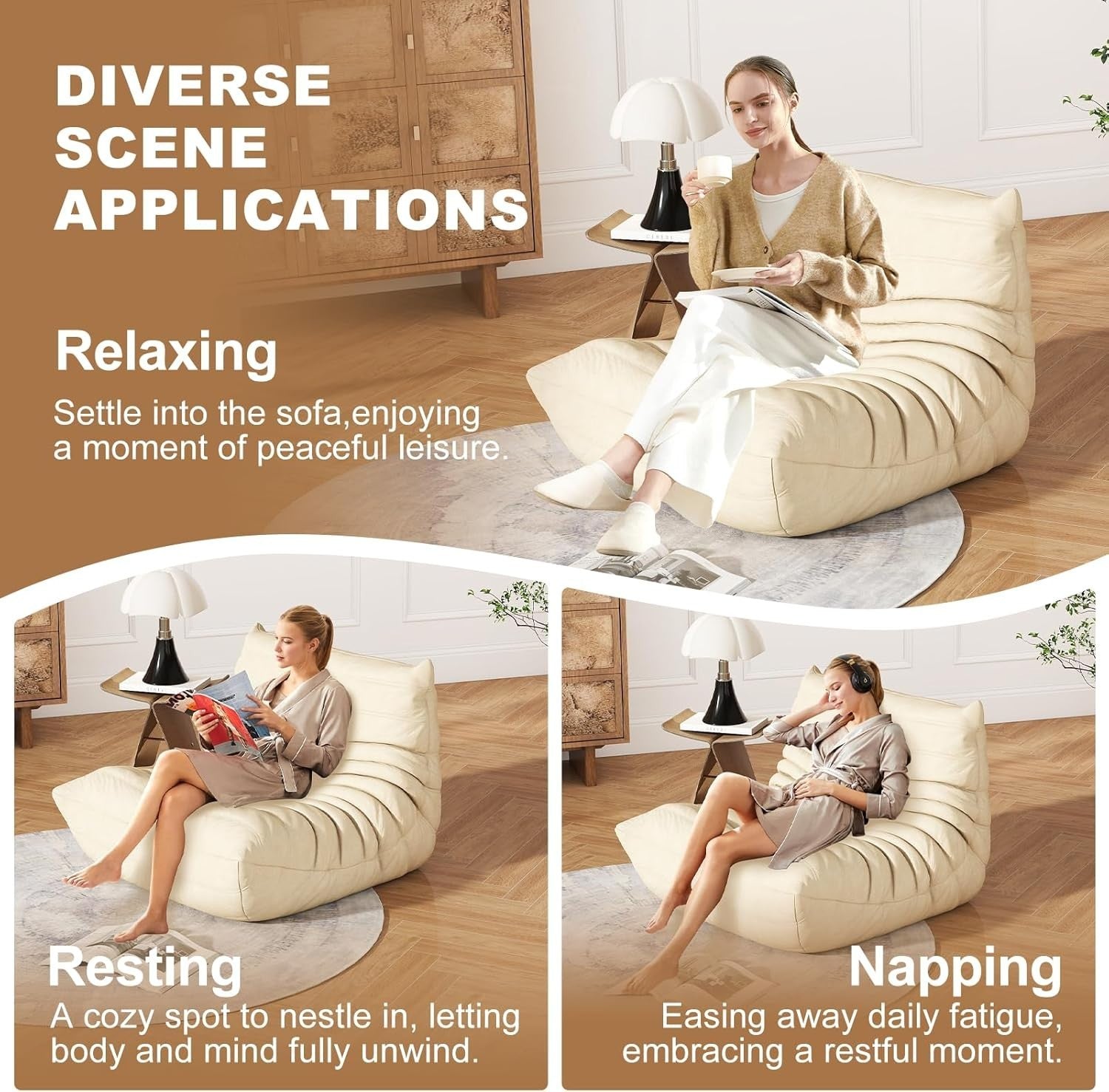 Luxury Waterproof Adult Bean Bag Chair for Living Room, Gaming & Reading