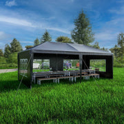 3x6M Steel Frame Gazebo With 6 Sidewalls Waterproof Garden Party Tent Grey