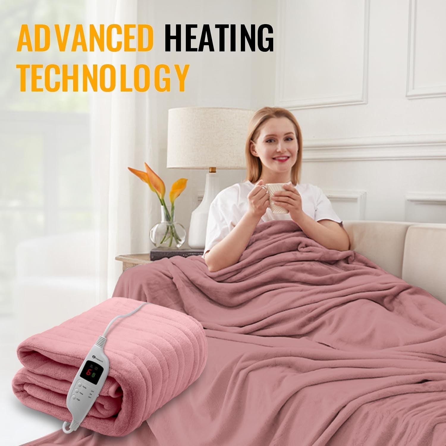 Electric Heated Throw Blanket 160x130cm Fleece 9 Heat Washable