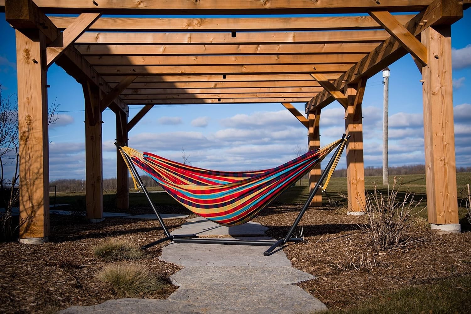 Paradise Double Cotton Hammock with Steel Stand | 2 Person 450lb Capacity | 2.79