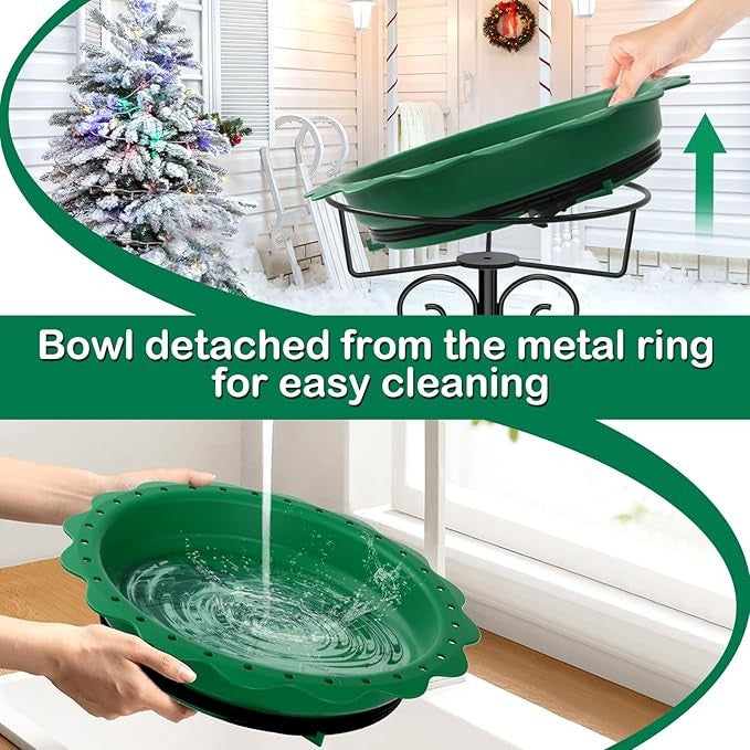 Heated Bird Bath with Metal Stand – 100W Thermostat Outdoor Water Feeder